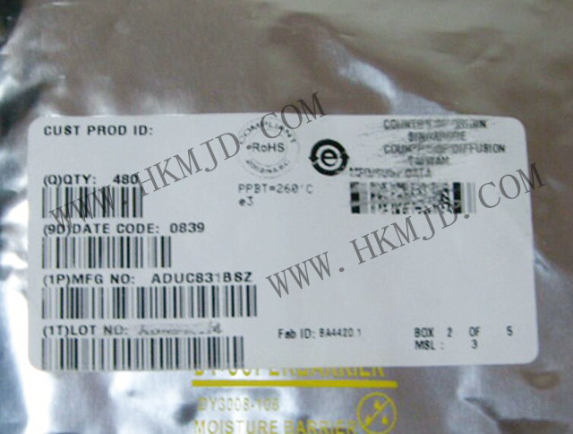 ADUC831BSZ：具有嵌入式62 KB閃存MCU的MicroConverter?、12位ADC和DAC