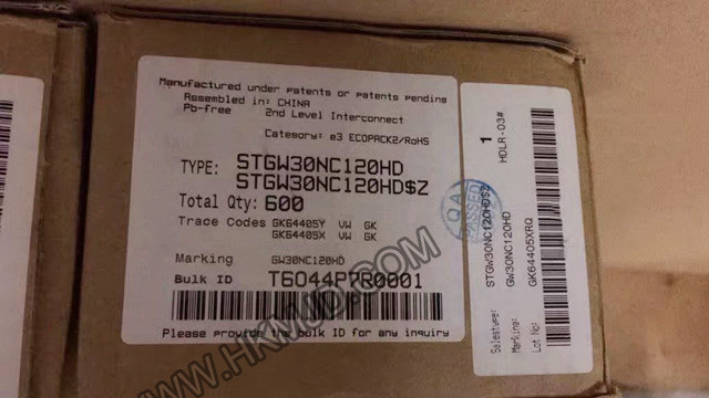 ST TO-247-3 | STGW30NC120HD：N溝道1200 V、30 A超快PowerMESH IGBT